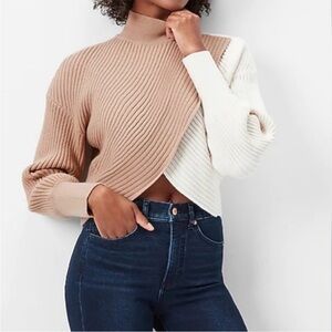 Express Color Block Open Bottom Ribbed Sweater Size S
